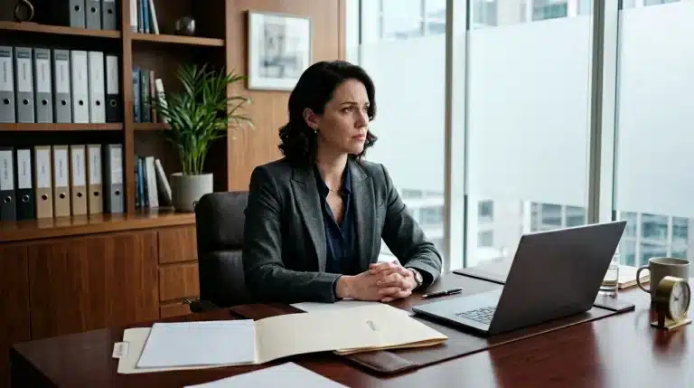 Femme d'affaires travaillant à son ordinateur portable au bureau